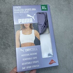 Puma Womens XL Seamless Sports Bra 2 Pack White Purple e0755